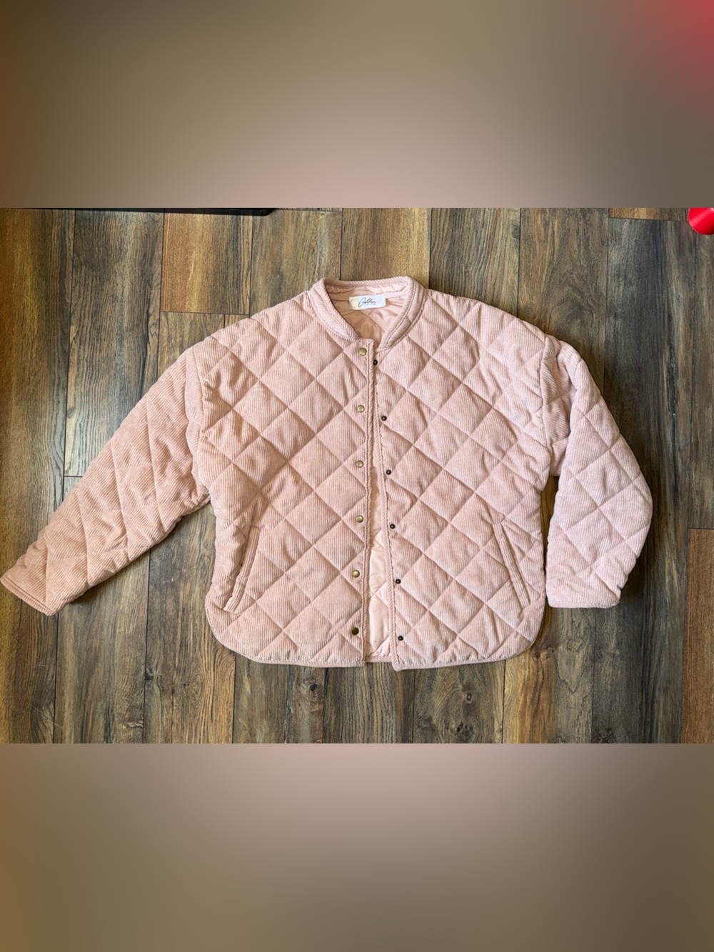 Quilted corduroy pink jacket